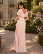Robe Demoiselle d'Honneur Longue Mousseline Col V